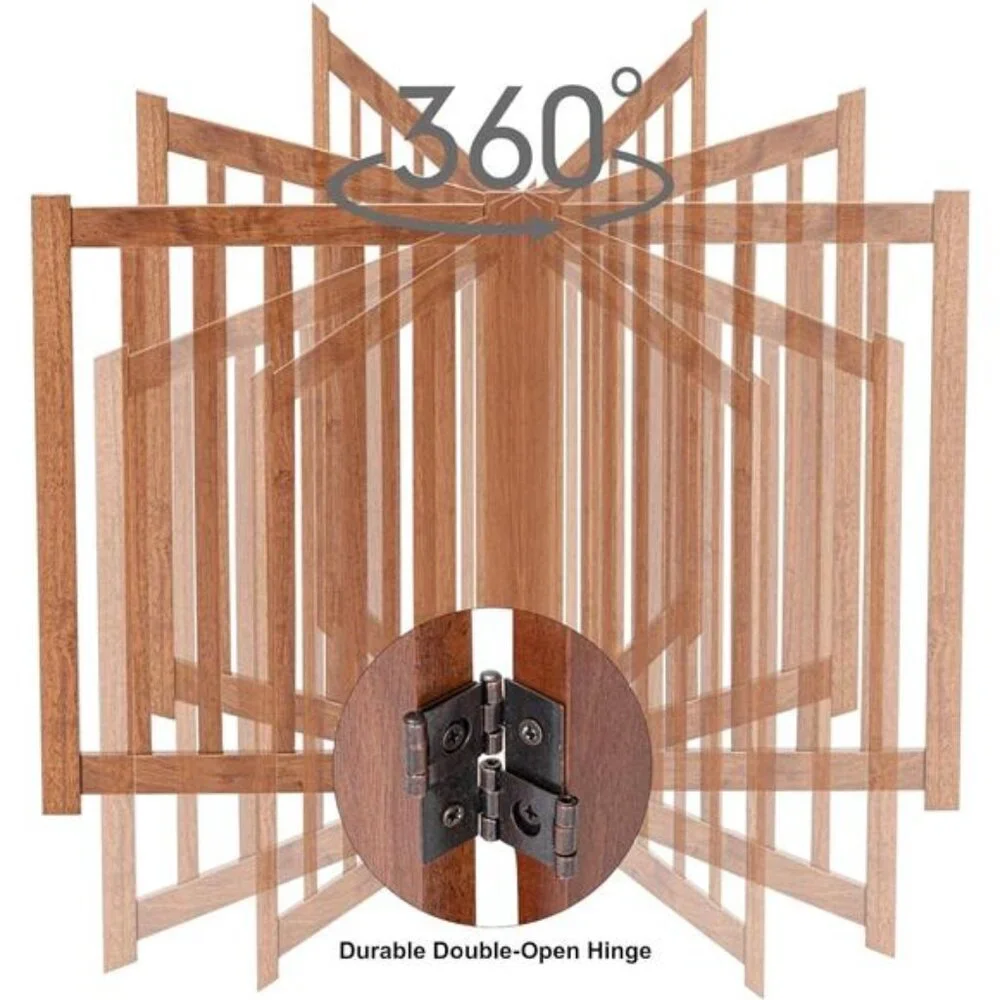 Solid HardWood Freestanding Pet Gate,Wooden Dog Gates for Doorways,Nature wood